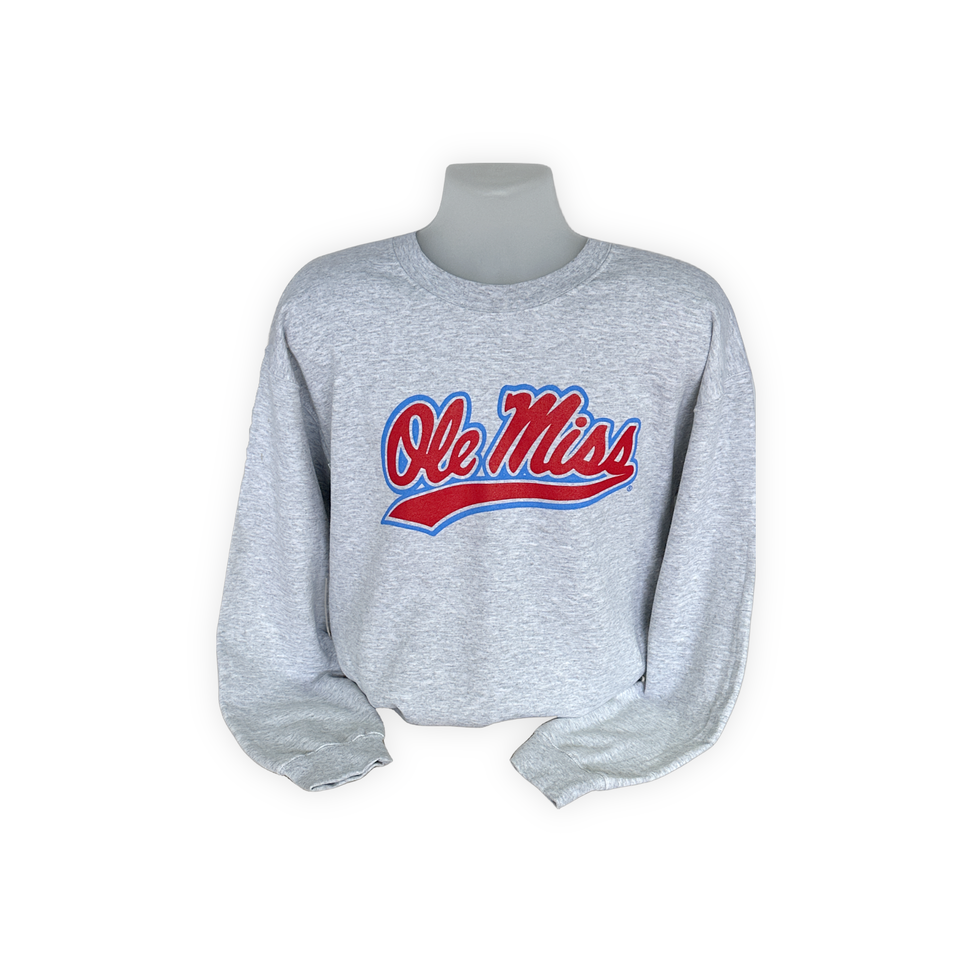 Crew Neck Ole Miss Sweatshirt Light Blue Ole Miss Swoosh Crewneck